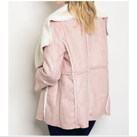 Pink Faux Suede Shearling Collar Jacket NWT - Picture 3 of 4